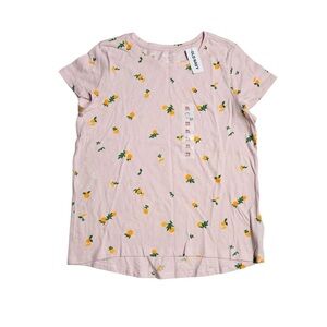 Old Navy Pink and Yellow Lemon Print Short Sleeve Tee